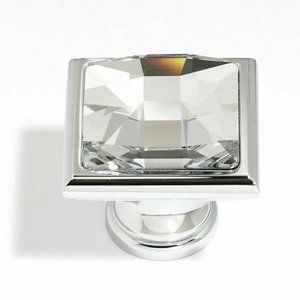 ALNO Luxury Swarovski Crystal 1 1/4" Length Square Knob Cabinet Knob